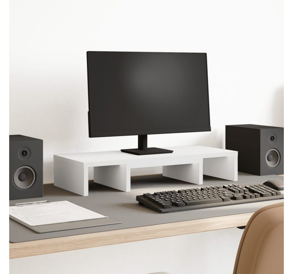 vidaXL Monitorständer, (Monitorständer Verstellbar Weiß 60x24x10,5 cm Holzwerkstoff) von vidaXL