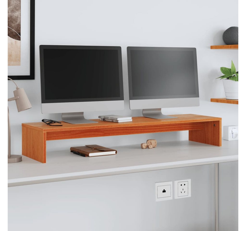 vidaXL Monitorständer, (Monitorständer Wachsbraun 100x27x15 cm Massivholz Kiefer) von vidaXL