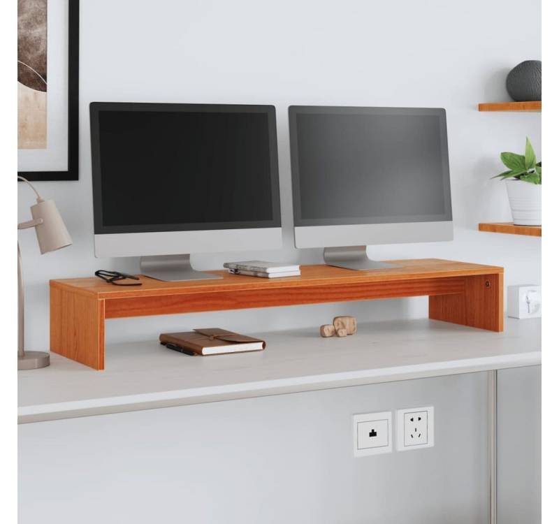 vidaXL Monitorständer, (Monitorständer Wachsbraun 100x27x15 cm Massivholz Kiefer) von vidaXL