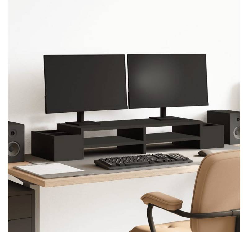 vidaXL Monitorständer, (Monitorständer mit Stauraum Schwarz 100x27x15 cm Holzwerkstoff) von vidaXL