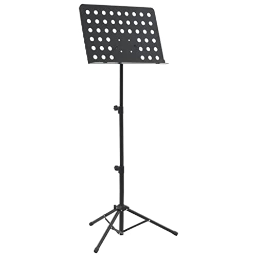 vidaXL Notenständer Höheverstellbar Notenstativ Orchesterpult Notenpult Stativ Lochblech Notenhalter Notenstand Schwarz Stahl 75-142cm von vidaXL