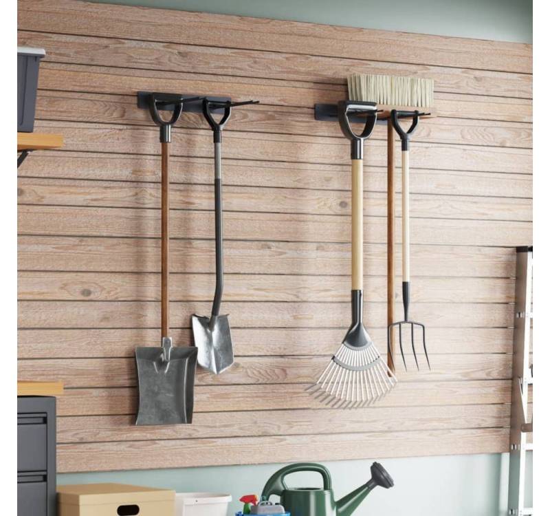vidaXL Wandhalter, Gerätehalter Wandmontage 2 Stk. Schwarz Stahl von vidaXL