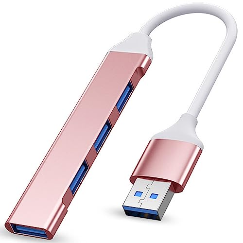vienon USB-3.0-Hub, 4-Port-USB-Hub, USB-Splitter, USB-Expander für Laptop, Xbox, Flash-Laufwerk, HDD, Konsole, Drucker, Kamera, Tastatur, Maus, Rosa von vienon