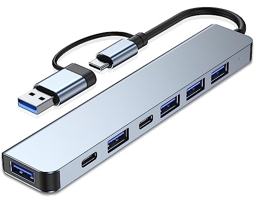 vienon USB-C-Hub 3.0, Aluminium, 7-in-1-USB-Extender, USB-Splitter mit 1 x USB 3.0, 4 x USB 2.0 und 2 x USB-C-Anschlüsse für MacBook Pro Air und weitere PC/Laptop/Tablet-Geräte vienon USB-C-Hub 3.0, Aluminium, 7-in-1-USB-Extender, USB-Splitter mit 1 x USB 3.0, 4 x USB 2.0 und 2 x USB-C-Anschlüsse für MacBook Pro Air und weitere PC/Laptop/Tablet-Geräte von vienon