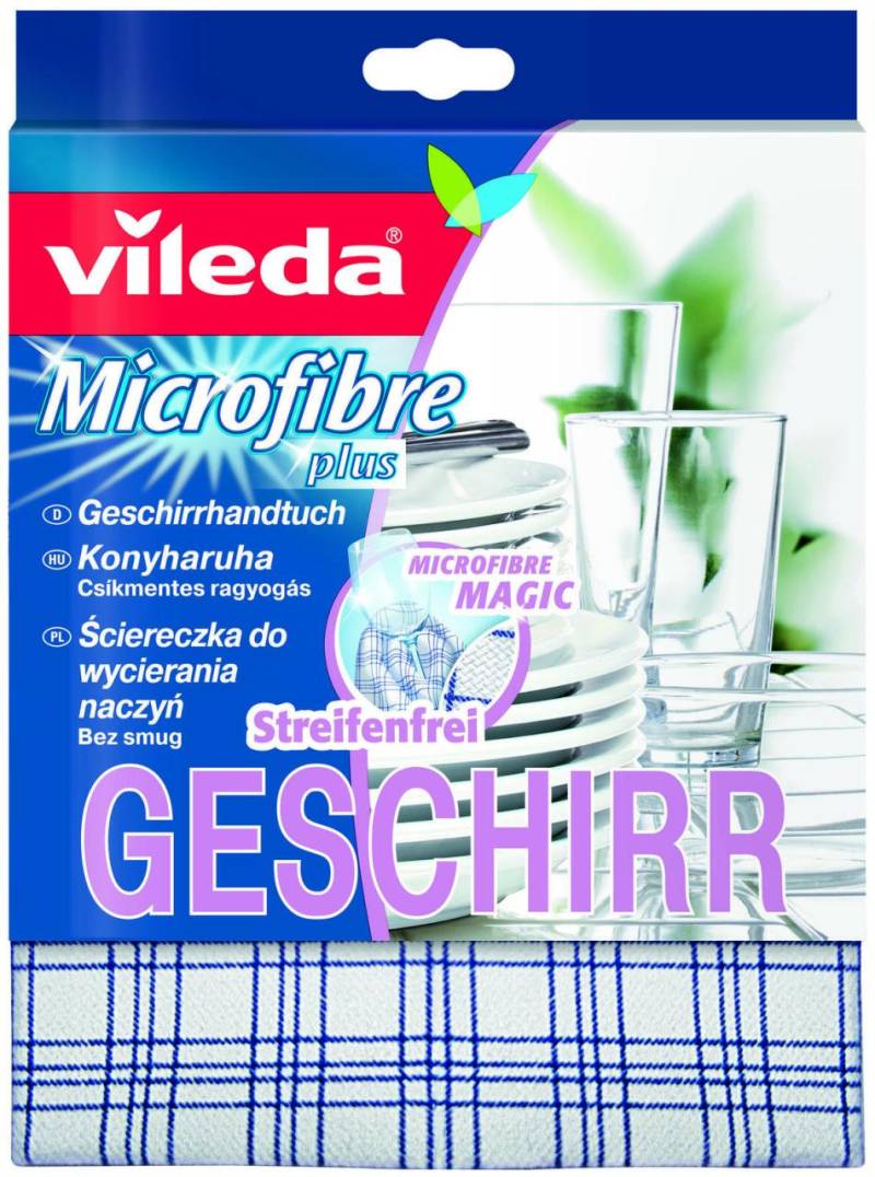 vileda Geschirrtuch 40 cm x 55 cm weiß/blau oder rosa/rot von vileda