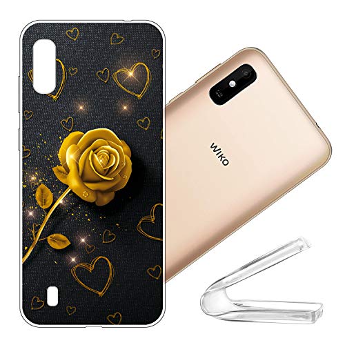 vingarshern Handyhülle WIKO Y81 Hülle Silikon Bumper Case,Dünne Flex Weich Fallschutz Stoßfest Schutz Cover Wiko Y81 Schutzhülle Silikonhülle Mit Muster,Rose (Goldene) von vingarshern