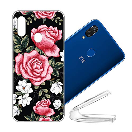 vingarshern Handyhülle ZTE Blade 10 Vita Silikonhülle Bumper Case Schutz,Dünne Flex Weich Fallschutz Stoßfest Schutzhülle ZTE Blade 10 VITA Hülle Silikon Cover Musterdruck(Pinke Rose) von vingarshern