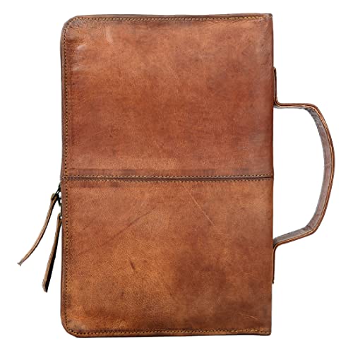 Leder-Bibeleinband, Bucheinband, Planer mit Griff und Rückentasche (Hellbraun) von vintage crafts