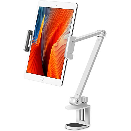 Viozon Tablet-Halterung, 360 Grad drehbar, flexibel, Höhe und Winkel verstellbar, hochwertige Aluminiumlegierung, langer Arm, kompatibel mit 4,5-13 Handys und Tablets, iPhone, iPad (weiß) von viozon