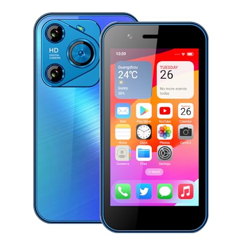3G Mini Handy, Mini Smartphone, Kinder Smartphone with 3.0" HD Bildschirm, 3+64GB Android Dual SIM, kinderhandy, Handy klein, Smartphone mit Fun Educational APP Lernspiele Malerei Cartoons (Blau) von viqee