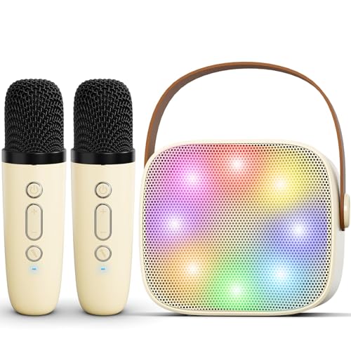 Mini-Karaoke-Maschine für Kinder und Erwachsene, tragbarer Bluetooth-Lautsprecher mit 2 kabellosen Mikrofonen, MP3-Musik-Player für Mädchen und Jungen im Alter von 3–11,12 Jahren, Geschenke für Mini-Karaoke-Maschine für Kinder und Erwachsene, tragbarer Bluetooth-Lautsprecher mit 2 kabellosen Mikrofonen, MP3-Musik-Player für Mädchen und Jungen im Alter von 3–11,12 Jahren, Geschenke für von voijump