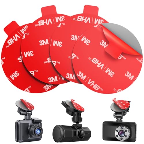 volport 3M Klebepads Dash Cam Hitzebeständig Doppelseitig Extra Stark Runde 3M VHB Klebeband Tape für Windschutzscheibe Nextbase Garmin Dashcam Kamera GPS Handyhalterung GoPro, 4 Stück 56mm/2.2" von volport
