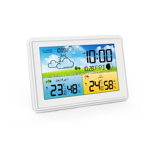 Wetterstation Funk mit Außensensor Indoor Outdoor Thermometer Innen Außentemperatur und Luftfeuchtigkeit Wetterstation Funk mit Auß Sensor Wetterstation Funk mit Außensensor von vonivi