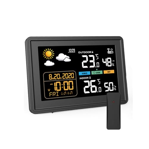 Wetterstation Funk mit Außensensor Nur mit Netzbetrieb, DCF Funkuhr Weather Station Digital Funkuhr Innen und Außen Thermometer Hygrometer mit Wettervorhersage, Funkthermometer Atmosphärendruck Wetterstation Funk mit Außensensor Nur mit Netzbetrieb, DCF Funkuhr Weather Station Digital Funkuhr Innen und Außen Thermometer Hygrometer mit Wettervorhersage, Funkthermometer Atmosphärendruck von vonivi