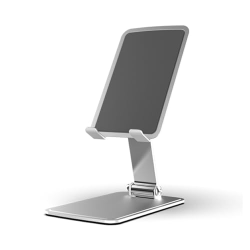 vreplrse Universeller Faltbarer Handyhalter, Winkel mit Leichtigkeit, Schreibtisch Handyhalter, Metall Handyständer, Tablet Ständer, Silberfrost von vreplrse