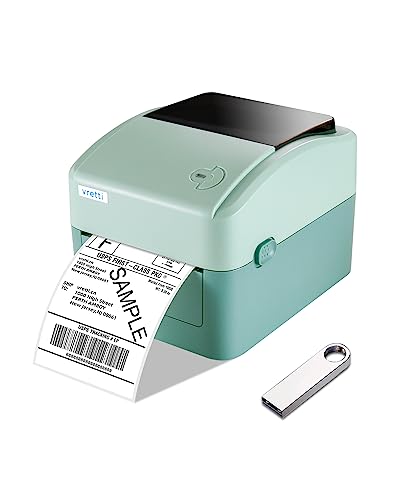 vretti DHL Etikettendrucker, 203 DPI Versand-Etikettendrucker, 4 x 6 Thermo-Etikettendrucker, Kompatibel mit Windows, Mac OS und Linux Systemen von vretti