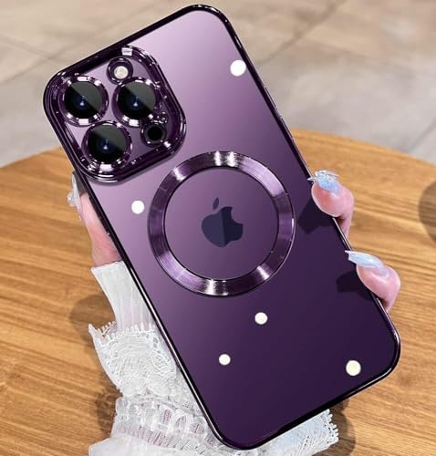 vumebao Handyhülle für iPhone 15 Pro Max mit Magsafe, Nie Vergilbung Schlanke Transparente Handyhülle Anti-Kratzer Stoßfeste Tropfen Fallsicher Hülle mit Kameraschutz für iPhone 15 Pro Max-Violett vumebao Handyhülle für iPhone 15 Pro Max mit Magsafe, Nie Vergilbung Schlanke Transparente Handyhülle Anti-Kratzer Stoßfeste Tropfen Fallsicher Hülle mit Kameraschutz für iPhone 15 Pro Max-Violett von vumebao