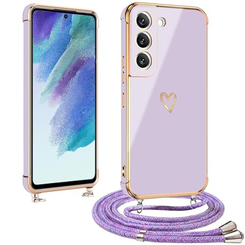 vumebao Handykette für Samsung S21 FE Hülle mit Band, Handyhülle Herz Love Design Silikon Bumper Kordel, TPU Dünn Stoßfeste Case Schutzhülle kompatibel mit S21 FE für Frauen und Mädchen, Lila vumebao Handykette für Samsung S21 FE Hülle mit Band, Handyhülle Herz Love Design Silikon Bumper Kordel, TPU Dünn Stoßfeste Case Schutzhülle kompatibel mit S21 FE für Frauen und Mädchen, Lila von vumebao
