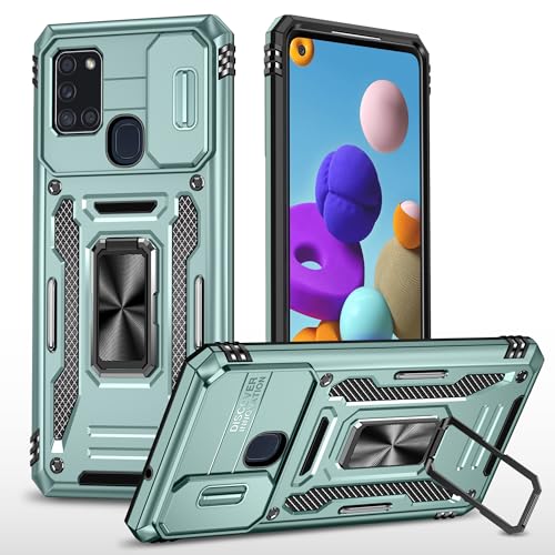vumebao Schutz Hülle für Samsung A21S Mit Drehbare Halterung, Handyhülle für Samsung A21S, Schiebe Kamera Abdeckung, Militär stoßfeste und kollisionsfeste-Grün vumebao Schutz Hülle für Samsung A21S Mit Drehbare Halterung, Handyhülle für Samsung A21S, Schiebe Kamera Abdeckung, Militär stoßfeste und kollisionsfeste-Grün von vumebao