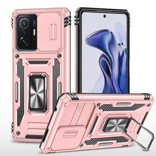 vumebao Schutz Hülle für Xiaomi Mi 11T/11T Pro Mit Drehbare Halterung, Handyhülle für Xiaomi Mi 11T/11T Pro, Schiebe Kamera Abdeckung, Militär stoßfeste und kollisionsfeste-Rosa vumebao Schutz Hülle für Xiaomi Mi 11T/11T Pro Mit Drehbare Halterung, Handyhülle für Xiaomi Mi 11T/11T Pro, Schiebe Kamera Abdeckung, Militär stoßfeste und kollisionsfeste-Rosa von vumebao
