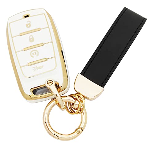 vurbemes 360 Grad Weiche TPU Schutzhülle Schlüsselanhänger Cover Hülle Kompatibel mit 2021 2020 2019 Dodge Ram 1500 2500 3500 Keyless Entry Key Fob (6 Tasten, Weiß) von vurbemes