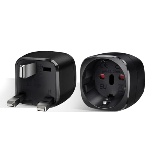 Reiseadapter UK 2 Pack, Adapter England Deutschland Stecker， UK Adapter für EU zu England/Schottland/Irland/Dubai/Maldives, typ g Reisestecker Stromadapter,Schwarz von vutizal