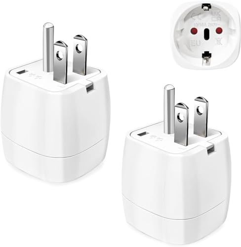 Reiseadapter USA 2Stück，USA Adapter Steckdose Deutschland Plug ，Adapter USA Deutschland Stecker für EU zu Amerika/Kanada/Mexiko/Thailand usw,Typ B Reisestecker Stromadapter,Weiß von vutizal