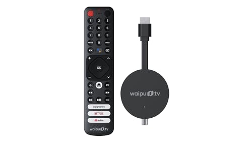 waipu.tv HYBRID Stick | Inkl. Fernbedienung mit Schnellwahltasten (mit TV-Steuerungstasten) | Fernsehen über WLAN, DVB-T2 und DVB-C | HDMI | 4K | HDR von waipu.tv