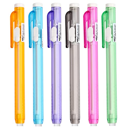 6 Stück Radiergummi Set, Einziehbare Radiergummi Stift Radiergummi Kinder, Radiergummi in Stiftform Radierstift für Kunststudenten Zeichnen Lehrer und Schüler Schreiben von wangjiangda