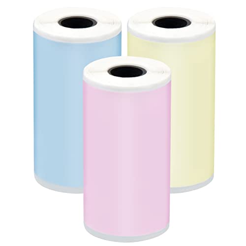 Bunte Thermopapier 57 mm x 30 mm Minidrucker Selbstklebender Bedruckbare Aufkleber, Drucker Papier für Minidrucker Sticker Drucker Fotodrucker 3 Rollen (Blau/Gelb/Rosa) von wangjiangda