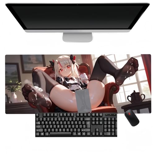 wangjinhao Sexy Girl Mauspad, Anime XXL Multifunktions-Gaming-Mauspad, Tastatur-Mauspad, rutschfeste Gummiunterseite, Mauspad für Laptop, Computer, PC (800 x 300 mm) von wangjinhao
