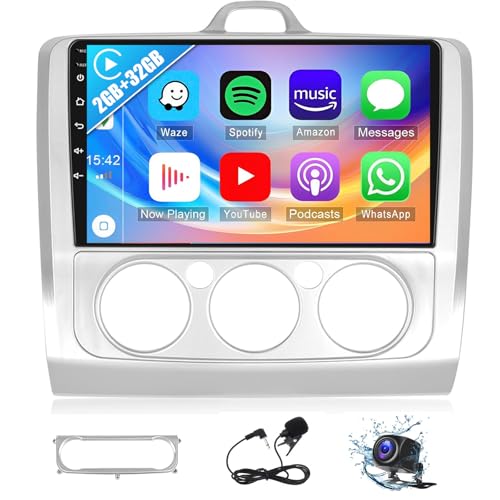 2G+32G Autoradio für Ford Focus MK2 MK3 Exi MT 2 3 2004-2011 mit Navi Carplay Wireless Android Auto,Android 13 Radio 2 DIN mit 9 Zoll Bildschirm,Bluetooth WiFi SWC+Rückfahrkamera von wanhonghui