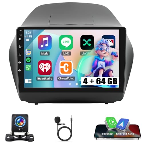 4G+64G Autoradio für Hyundai IX35 2010-2015 mit Carplay Android Auto Navi, Android 13 Autoradio mit 10 Zoll Bildschirm,Bluetooth Mirror Link WiFi FM/RDS HiFi+Rückfahrkamera von wanhonghui