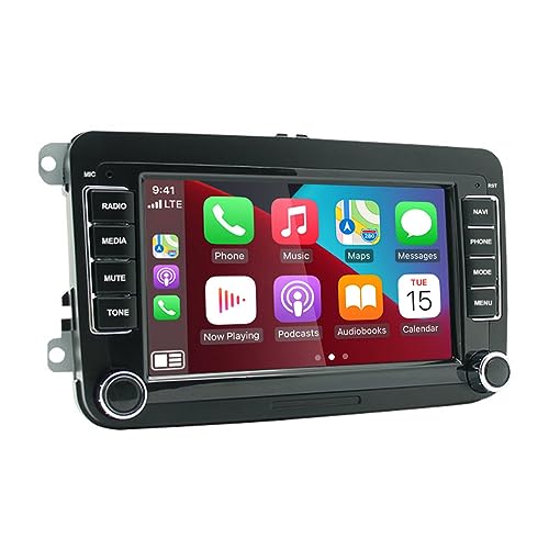 Doppel Din Android Auto Radio Navi für VW Touran Golf 5 6 Polo EOS, 7 Zoll HD Touchscreen Auto Stereo Empfänger mit CarPlay, Mirror Link, Bluetooth, Sprachsteuerung, Lichtsensor, AUX, FM, GPS(2+32GB) von wanhonghui