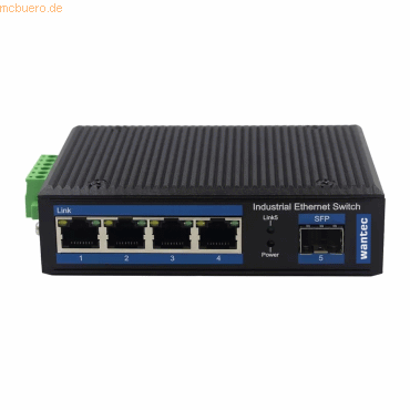 wantec wantec Ind. PoE Fiber Ethernet Switch für Hutsch 4 Port+1 SFP wantec wantec Ind. PoE Fiber Ethernet Switch für Hutsch 4 Port+1 SFP von wantec