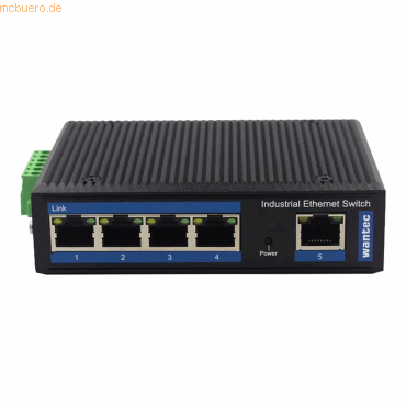 wantec wantec Industrial PoE Ethernet Switch für Hutschiene 5-Port von wantec