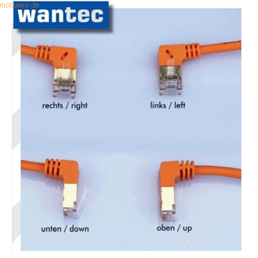 wantec wantecWire Patchkabel CAT7 gewinkelt (90 Grad links) SSTP orang von wantec