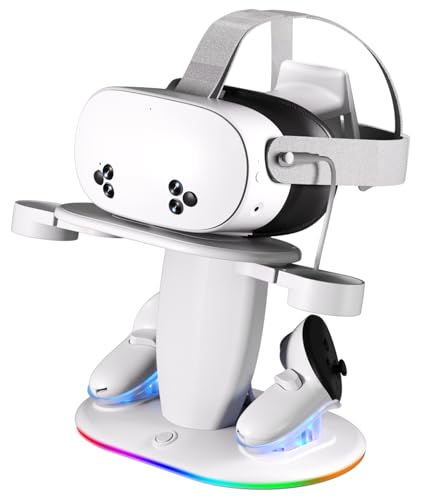 Ladedock für Meta Quest 2/3/3S/Quest Pro,Schnelllade-Dock mit RGB Beleuchtung für Controller, Ladestation mit USB C Schnellladung für VR Headset und Touch Controller Ladedock für Meta Quest 2/3/3S/Quest Pro,Schnelllade-Dock mit RGB Beleuchtung für Controller, Ladestation mit USB C Schnellladung für VR Headset und Touch Controller von warmsmart