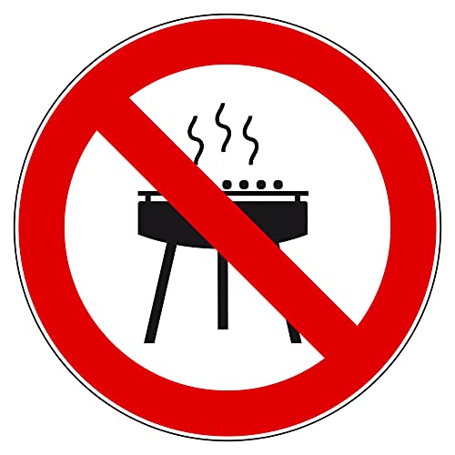 Aufkleber Verbotszeichen Grillen verboten/Grillverbot · ø 50 mm | ø 100 mm | ø 150 mm | ø 200 mm · 10 Stück (ø 50 mm) von warnaufkleber24