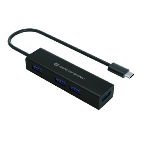 USB-C-3.0-Hub mit 4 USB 3.0-Anschlüssen, schwarz und Aluminiumgehäuse, ideal zum Erweitern von Verbindungen und zum Anschluss mehrerer Geräte. USB-C-3.0-Hub mit 4 USB 3.0-Anschlüssen, schwarz und Aluminiumgehäuse, ideal zum Erweitern von Verbindungen und zum Anschluss mehrerer Geräte. von watiowave