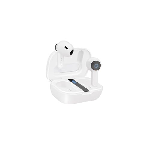 watiowave Kabellose Kopfhörer mit Mikrofon, weißes Design, Surround-Sound, ideal für Anrufe und Musik. von watiowave