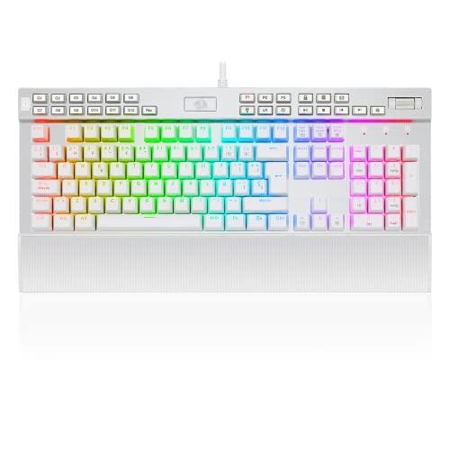 watiowave Mechanische Gaming-Tastatur, spanische RGB-Tastatur, verstellbare Hintergrundbeleuchtung, weißes Design, ideal für Gaming und präzises Arbeiten. watiowave Mechanische Gaming-Tastatur, spanische RGB-Tastatur, verstellbare Hintergrundbeleuchtung, weißes Design, ideal für Gaming und präzises Arbeiten. von watiowave