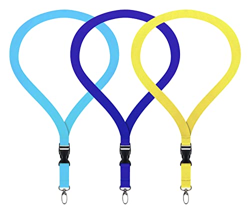 3x Premium Lanyard Umhängeband Schlüsselband Set mit Karabinerhaken und Steckverschluss für Ausweishalter Handys Kamera Schlüsselanhänger Namensschilder ID Kartenhalter (Himmelblau Royalblau Gelb) von webbomb