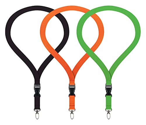 3x Premium Lanyard Umhängeband Schlüsselband Set mit Karabinerhaken und Steckverschluss für Ausweishalter Handys Kamera Schlüsselanhänger Namensschilder ID Kartenhalter (Schwarz Orange Grün) von webbomb