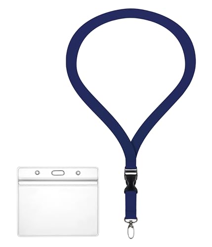 Ausweishülle ZIP Ausweishalter wasserdicht & flexibel mit Lanyard 2 cm breites Schlüsselband (11 Farben) Umhängeband + ZIP Kartenhalter für 1-2 Ausweise Zugangskarten (Dunkelblau) von webbomb