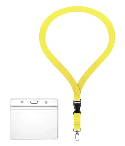 Ausweishülle ZIP Ausweishalter wasserdicht & flexibel mit Lanyard 2 cm breites Schlüsselband (11 Farben) Umhängeband + ZIP Kartenhalter für 1-2 Ausweise Zugangskarten (Gelb) von webbomb