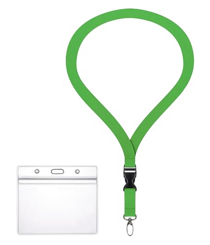 Ausweishülle ZIP Ausweishalter wasserdicht & flexibel mit Lanyard 2 cm breites Schlüsselband (11 Farben) Umhängeband + ZIP Kartenhalter für 1-2 Ausweise Zugangskarten (Grün) von webbomb