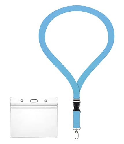 Ausweishülle ZIP Ausweishalter wasserdicht & flexibel mit Lanyard 2 cm breites Schlüsselband (11 Farben) Umhängeband + ZIP Kartenhalter für 1-2 Ausweise Zugangskarten (Himmelblau) von webbomb