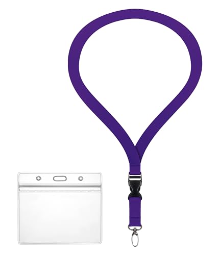 Ausweishülle ZIP Ausweishalter wasserdicht & flexibel mit Lanyard 2 cm breites Schlüsselband (11 Farben) Umhängeband + ZIP Kartenhalter für 1-2 Ausweise Zugangskarten (Lila) von webbomb