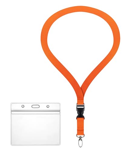 Ausweishülle ZIP Ausweishalter wasserdicht & flexibel mit Lanyard 2 cm breites Schlüsselband (11 Farben) Umhängeband + ZIP Kartenhalter für 1-2 Ausweise Zugangskarten (Orange) von webbomb
